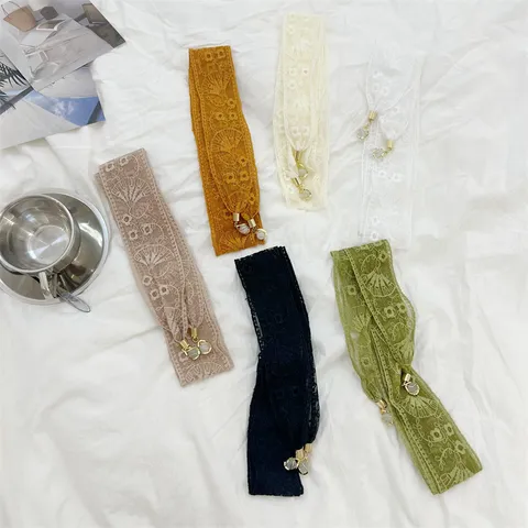 Vintage Mori Style Lace Hair Band Embroidered Floral Hair Ribbon Long Silk Scarf For Braiding Soft Hair Accessories For Women Jewelry