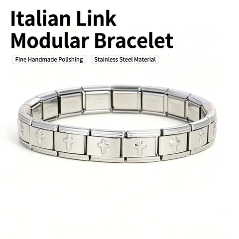 Stainless Steel Italian Charm Bracelet Modular Link DIY Adjustable Heart Cross Butterfly Star Pattern Personalized Bracelet Jewelry