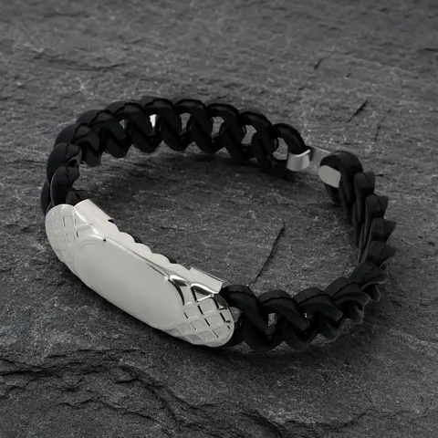 Personalized Engraving Stainless Steel ID Bracelet For Men Women Simple Black Silicone Chain Heart Skull Scorpion Bangle Jewelry Gift