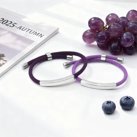 Pulsera Minimalista de Cuerda Milán de Acero Inoxidable Cordón Trenzado Ajustable Barra de Identificación Grabable Regalo Joyería Unisex