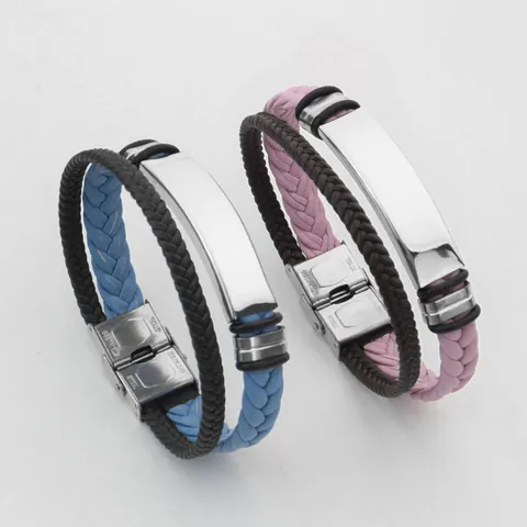 Edelstahl Kunstleder Geflochtenes Armband Für Herren Damen Blank Bar Geometrische Einfache Manschette Schmuck Geschenk