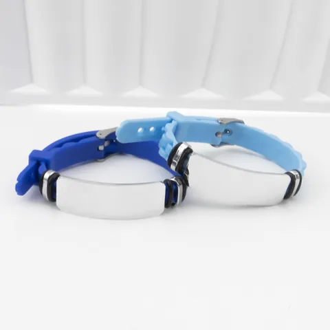 Minimalist Stainless Steel Silicone Bracelet For Men Women Polished Blank Plate Adjustable Id Wristband CoupIe Jewelry Gift