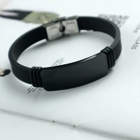 Fashion Stainless Steel Silicone Bracelet For Men Minimalist Black Adjustable Wristband Sporty Jewelry Birthday Gift