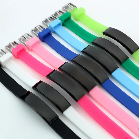 Einfaches Silikon Armband Mit Gravierter Edelstahlplatte Verstellbares Paar Armband Für Herren Damen Modeschmuck