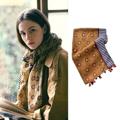 Women's Bohemian Printed Voile Shawl Scarf With Tassels Lightweight Sun Protection Scarf For Beach Resort Summer Wrap