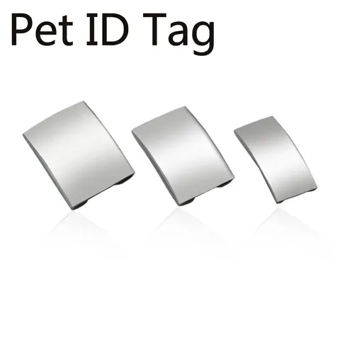 Stainless Steel Curved Pet ID Tag Frosted Slide-On Dog Cat Nameplate Minimalist Geometric Metal Curved Collar Charm Accessories