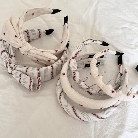 Sweet Fresh Cherry Floral Polyester Fabric Headband Bow Wave Striped Hairband Hair Accessories For Women Hair Accessories
