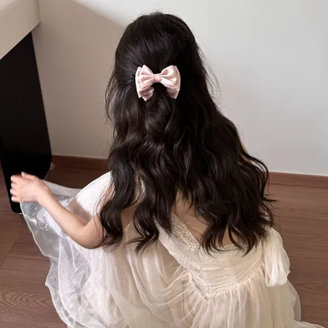 French Style Polka Dot Bow Hair Comb And Banana Clip Elegant Fabric Stainless Steel Hairpin For Women Daily Hair Accessories