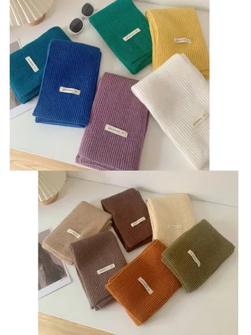 Koreaanse Stijl Minimalistische Gebreide Korte Sjaal Voor Dames Herfst Winter Warme Geribbelde Wollen Col Voor Studenten Koppels Veelzijdig