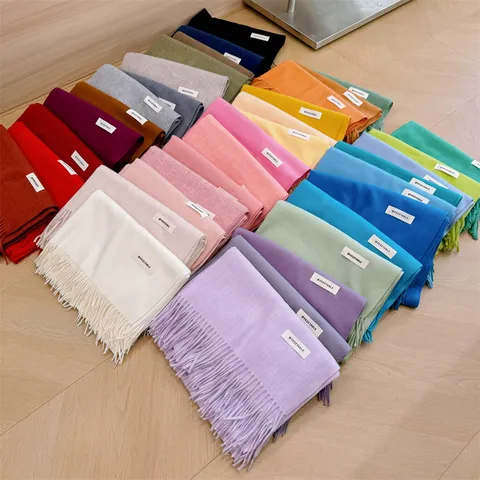 Korean Style Soft Imitation Cashmere Scarf For Women Winter Warm Large Shawl Solid Color Tassel Scarf Neck Warmer Fashion Wrap