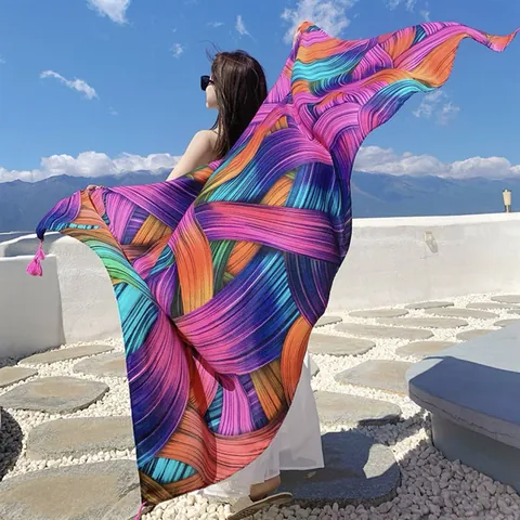 Bohemian Ethnic Printed Scarf For Women Vintage Dunhuang Style Large Shawl Wrap Polyester Tassel Scarf For Travel Photography Warm Scarf