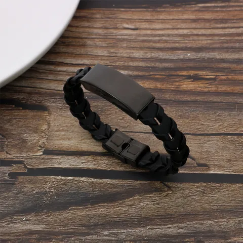Handgefertigtes Geflochtenes Leder Edelstahl Armband Minimalistischer Modeschmuck Für Herren Damen Einfaches Vielseitiges ID Armband
