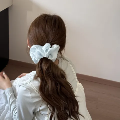 Sweet Mesh Scrunchie Elegant Solid Color Pleated Hair Tie Soft Tulle Ponytail Holder For Women Daily Styling Hair Accessories