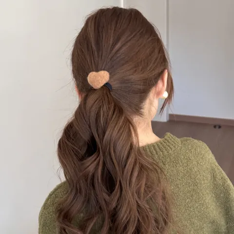 Autumn Winter Kawaii Plush Heart Hair Tie Japanese Sweet Faux Rabbit Fur Hair Ring Elastic Ponytail Holder Korean Soft Girl Hair Accessories