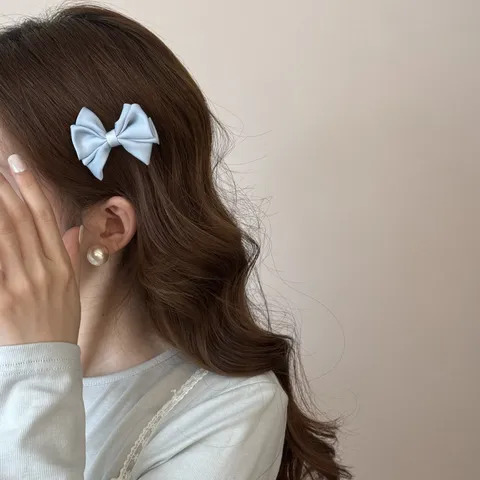 Barrette Cheveux Nœud en Satin Style Français Élégant Pince Bec de Canard Grand Petit Nœud Accessoire Cheveux Femme Fête