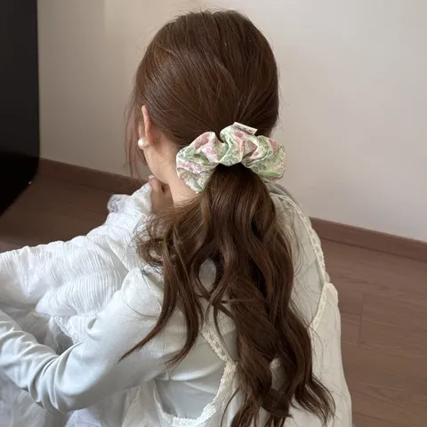 Chouchous Doux Plaid Floral à Pois pour Femmes Filles Style Coréen Élastiques à Cheveux Fait à la Main Tissu Polyester Bandeaux Mode Preppy Accessoires Cheveux