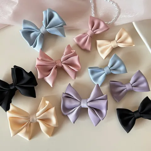 Barrette Cheveux Nœud en Satin Style Français Élégant Pince Bec de Canard Grand Petit Nœud Accessoire Cheveux Femme Fête