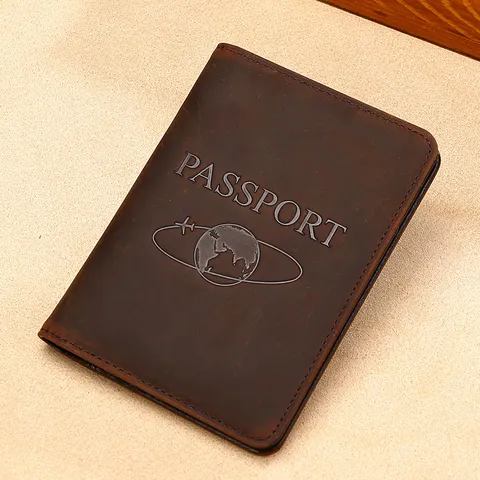 RFID Blocking Genuine Leather Passport Holder Multi-Function Travel Wallet Crazy Horse Leather Passport Cover Case For Men Women