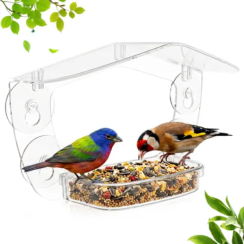 Klarer Acryl Fenster Vogelfutterstation Mit Starken Saugnäpfen Hausform Wetterfeste Outdoor Wildvogel Futterstation