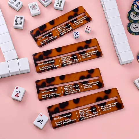 Tortoiseshell Acrylic Mahjong Line Reader Cards American Mahjong Accessories Set For Game Playing Reading Assistant Guide Cards