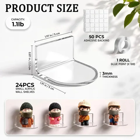 Acrylic Floating Wall Shelves For Mini Figures Blind Box Collectibles Toys Wall Mounted Small Clear Black Display Shelves