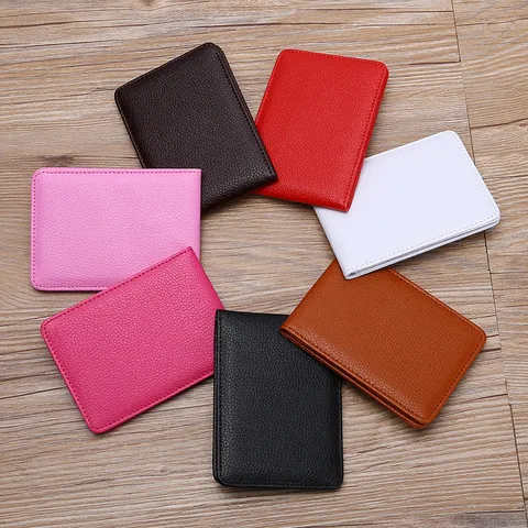 Minimalist Pebble Texture PVC Driver License Holder Ultra Thin Bifold Document Card Case For Men Women Business Gift