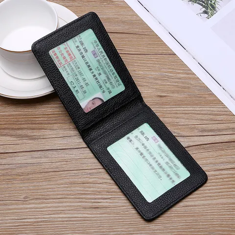 Minimalist Pebble Texture PVC Driver License Holder Ultra Thin Bifold Document Card Case For Men Women Business Gift