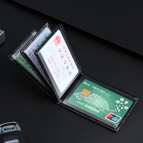 Ultra Thin Microfiber Leather Driver's License Holder Multi Card Slot Motor Vehicle Registration Document Case Business Wallet Unisex Accessory