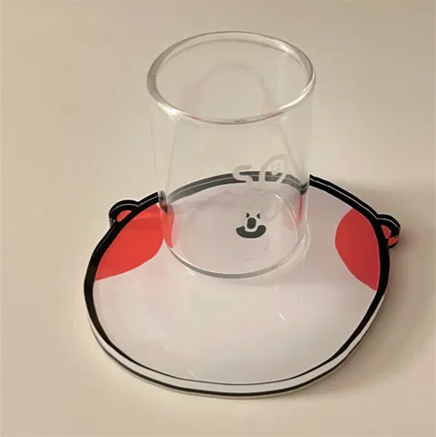 Sottobicchiere a Fumetti in Acrilico Stile Ins Faccia Sorridente Resistente al Calore Antiscivolo per Decorazione Scrivania Casa Ufficio