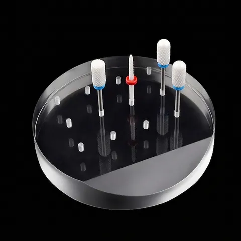 Clear Acrylic Nail Drill Bit Display Stand Round Holder Twelve Holes Storage Organizer For Salon Manicure Tools