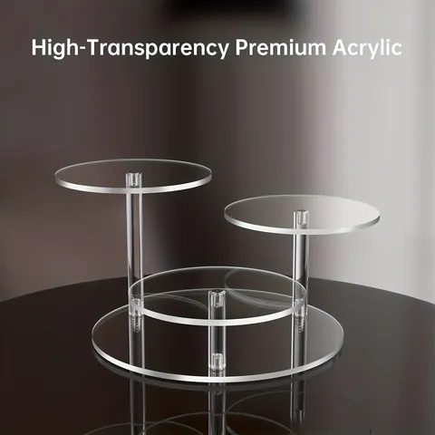 3-Tier Round Acrylic Display Stand Desktop Storage Riser Rack For Figures Cupcakes Jewelry Collectibles Modern Organizer