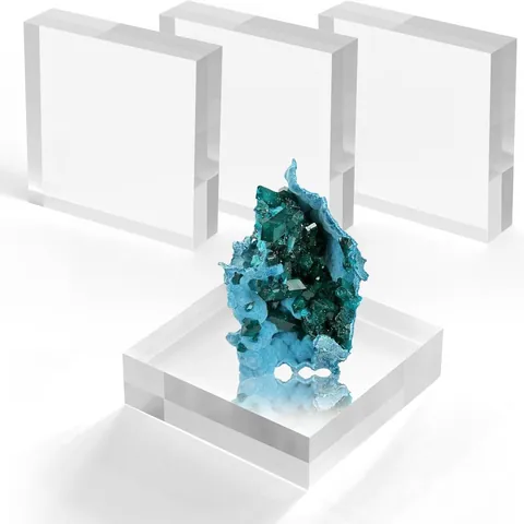 Transparante Acryl Sieradenstandaard Gepolijste Vierkante Ronde Basis Vitrine Voor Verzamelobjecten Mineralen Sieraden Verhoger Set 4 Stuks