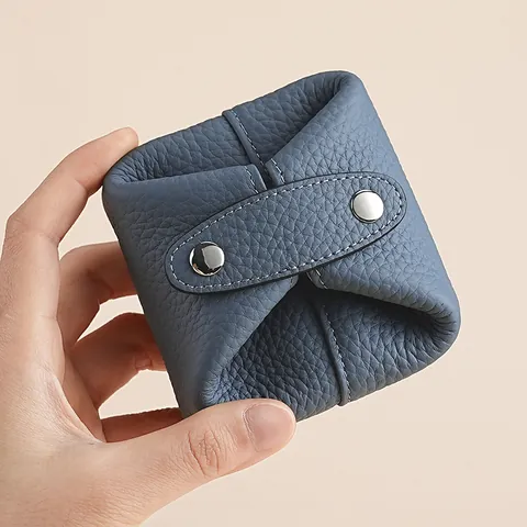 Mini Porte-monnaie en Cuir Véritable Style Japonais Motif Litchi Étui de Rangement pour Écouteurs et Rouge à Lèvres Petit Sac Femme