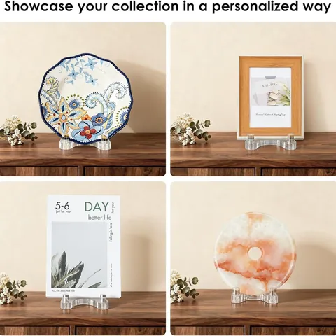 Clear Acrylic Plate Display Stand Holder For Plates Picture Frames Tea Cakes Collector Items Desktop Storage Rack