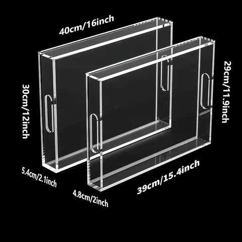 Bandeja Rectangular de Acrílico Con Asas Bandeja de Servicio Transparente Para Cocina Mesa de Comedor Café Té