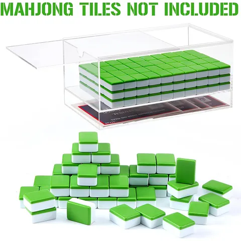 Transparent Acrylic Mahjong Tiles Storage Display Case With Sliding Lid American Mahjong Accessory Box 2 Layer Organizer