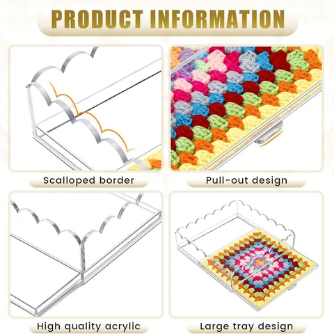 Bandeja Acrílica Ondulada Con Cajón Caja de Almacenamiento Transparente Bordes Festoneados Joyería Cosméticos Organizador de Escritorio Bandeja Maquillaje
