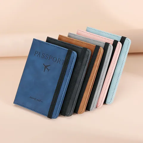Business Travel Passport Holder RFID Blocking PU Leather Passport Case Cover Document Wallet SIM Card Slots Organizer
