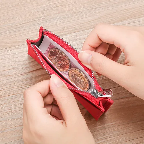 Porte-cartes RFID en Cuir Véritable Minimaliste pour Hommes Femmes Motif Litchi Portefeuille Mince Avec Poche à Monnaie