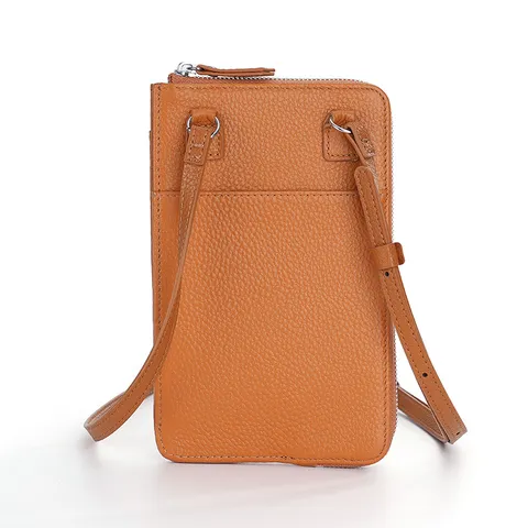 Bolso Bandolera para Teléfono de Cuero de Vaca de Primera Capa con Patrón de Lichi para Mujer Bolso Pequeño