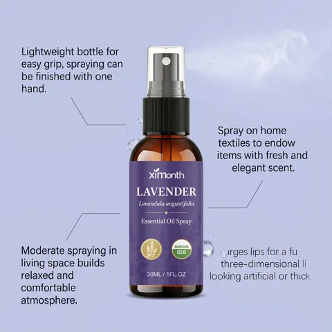 Spray de Aceite Esencial de Lavanda Fragancia Natural Aromaterapia Botella de Vidrio Ámbar Desodorante para el Hogar