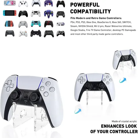 Acrylic Game Controller Stand Wall Mount Clear Gamepad Display Holder Universal Desktop Gaming Storage Rack
