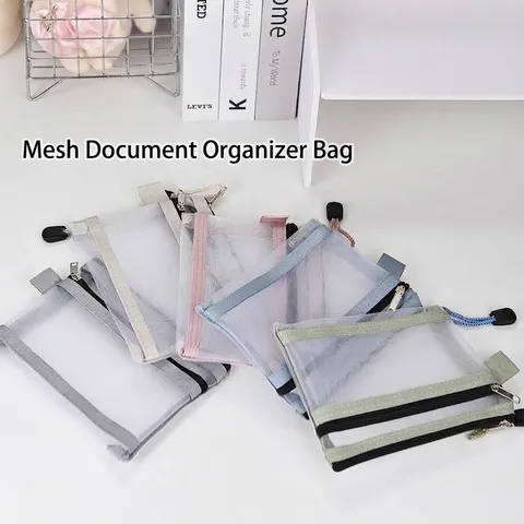 Travel Portable Mesh Storage Bag Double Layer Transparent Nylon ID Card Holder Mini Coin Purse Zipper Organiser Pouch