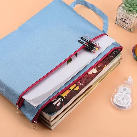 A4 Oxford Cloth Waterproof Handheld File Bag Double Zipper Student Office Document Organizer Storage Pouch