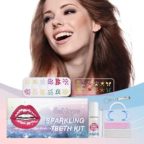 EELHOPE Kit de Joyas Dentales Brillantes DIY Decoración de Gemas Dentales Con Luz UV Resina Adhesiva Strass de Acrílico para Fiesta Mujer Moda