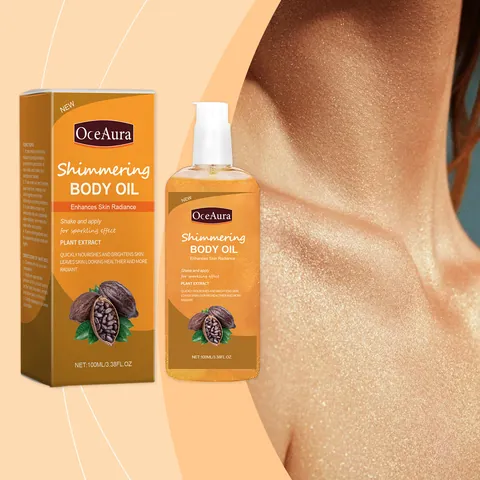 Aceite Corporal Brillante OCEAURA Hidratante Iluminador Aceite de Masaje Nutritivo Con Manteca de Cacao Aceite de Jojoba Para Mujeres