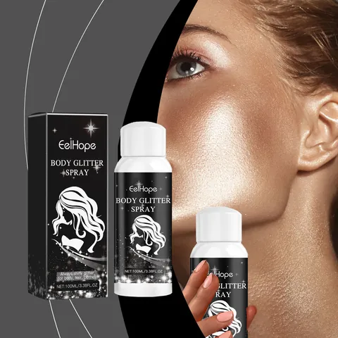 Body Glitter Spray Shimmering Powder Spray For Hair Face Body Clothes Starry Highlighting Spray For Party Night Stage Makeup
