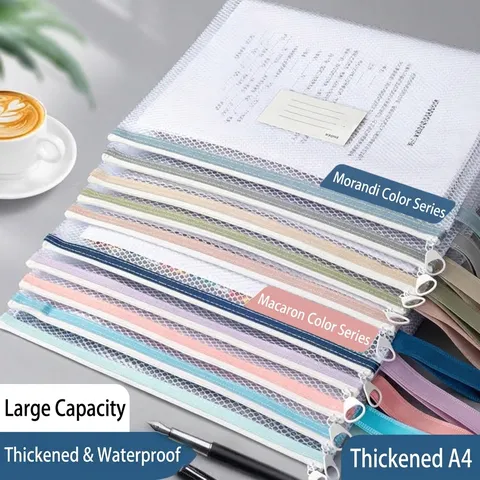 Transparante Verdikte PVC Gaas Documententas A4 Grote Capaciteit Waterdichte Rits Dossiertashoes Voor School Kantoorbenodigdheden