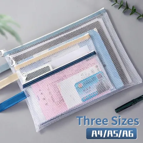 Transparante Verdikte PVC Gaas Documententas A4 Grote Capaciteit Waterdichte Rits Dossiertashoes Voor School Kantoorbenodigdheden