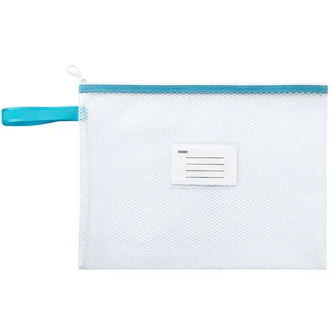 Waterproof Clear PVC Mesh Grid Document Bag Thickened Zipper File Pouch With Index Card Slot For Student Office Storage Organization